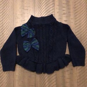 Janie and Jack Navy Peplum Bow Sweater